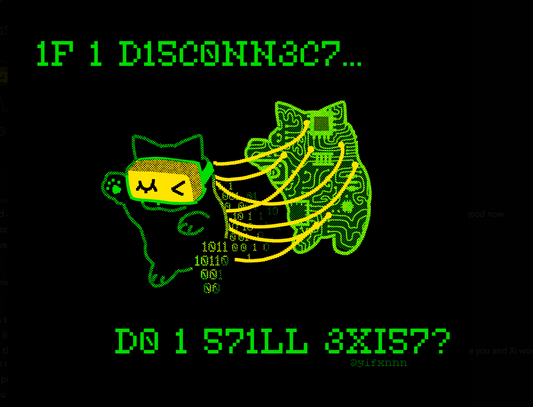 "If I disconnect... Do I still exist?" t-shirt by 73CHN4U71C